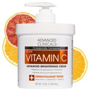 Advanced Clinicals Vitamin C Cream Visibly Brightening Body Lotion NEW 16oz